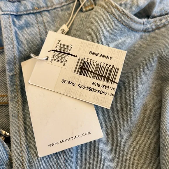 ANINE BING The Kit Blue Shorts Sz 30 **NWT** - Picture 13 of 16